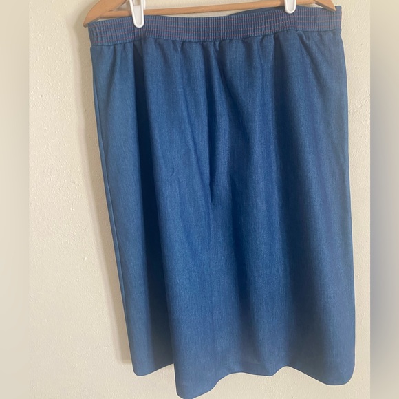 Vintage Laurente Rome Kemington Express Blue Polyester Skirt with Buttons 18 - Picture 3 of 5